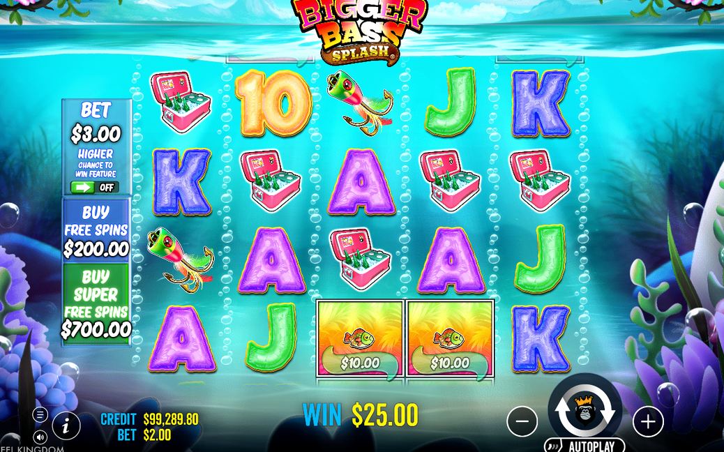 Grundspiel mit 5 Walzen und 4 Reihen, Fischsymbole mit Geldwerten